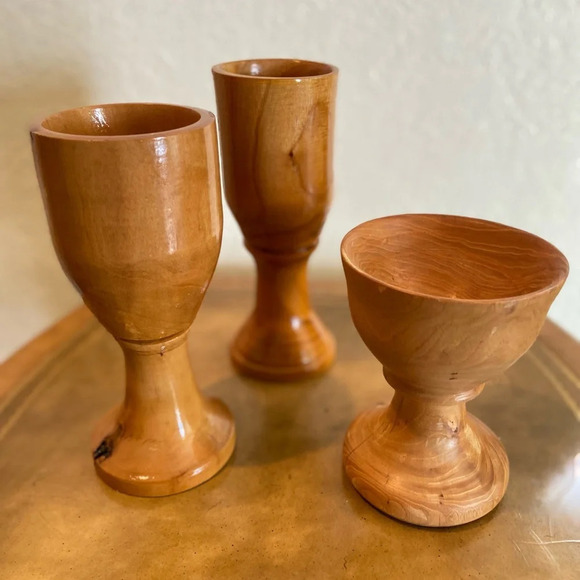 Bob Humbert Other - Set of 3 Turned Wood Bob Humbert Goblet Cups Elm Cherry Dogwood